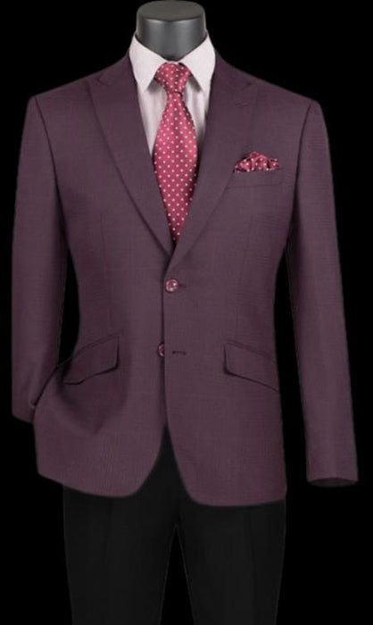 Burgundy Plaid Blazer - Mens Burgundy Windowpane Sportcoat