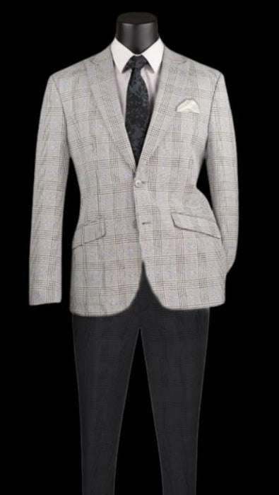 Gray Plaid Blazer - Mens Gray Windowpane Sportcoat