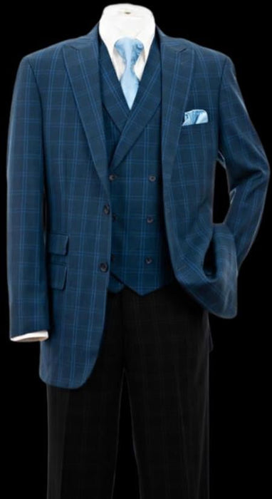 Navy Plaid Blazer - Mens Navy Windowpane Sportcoat