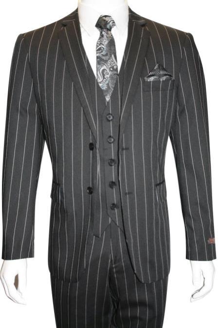 Black and White Striped Suit