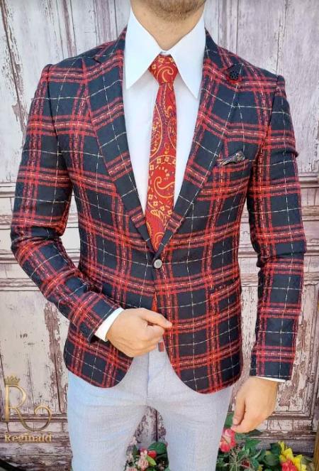 Black and Red Plaid Blazer