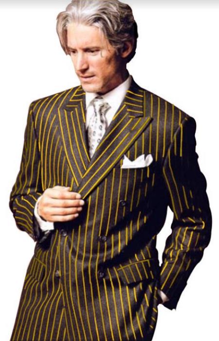 Black and Gold Stripe Double Breasted Suit