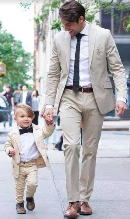 Dad And Son Matching Suits - Beige Dad and Son Outfits