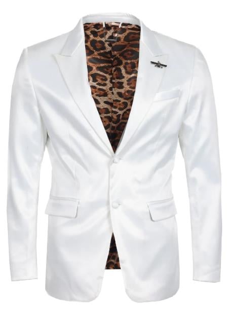 Sateen Suit - Shiny Suit - White Sharkskin Suit