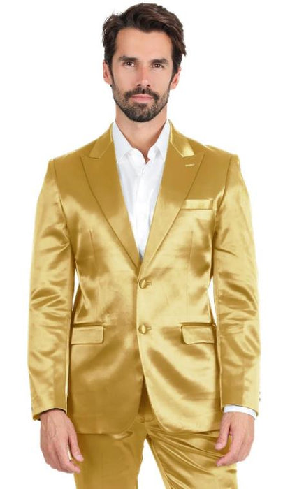 Sateen Suit - Shiny Suit - Gold Sharkskin Suit