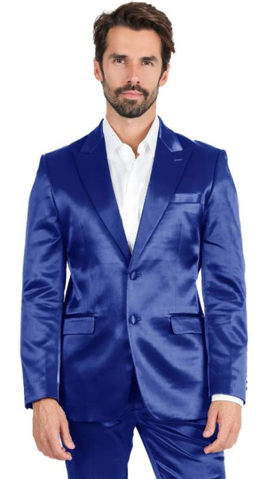 Sateen Suit - Shiny Suit - Navy Sharkskin Suit