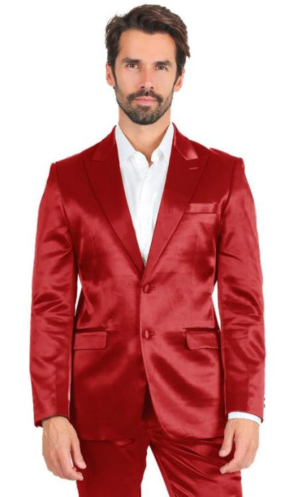 Sateen Suit - Shiny Suit - Red Sharkskin Suit