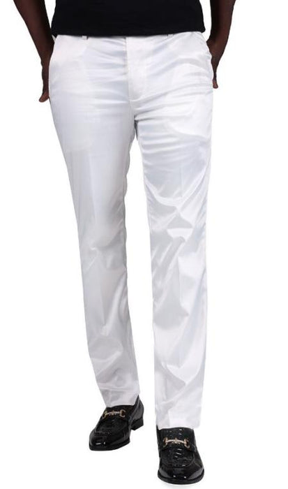 Shiny Dress Pants - Sateen White Mens Pants