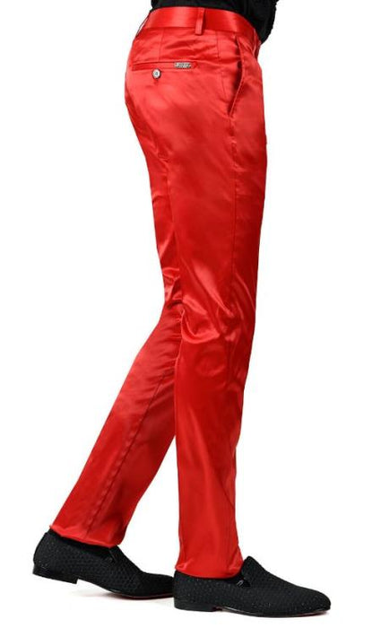 Shiny Dress Pants - Sateen Red Mens Pants